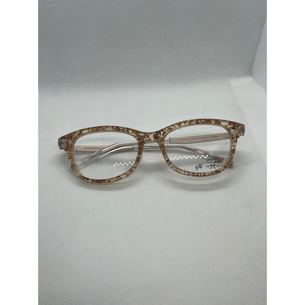 Shwood Casey Handcrafted Eyeglasses Brown Tan Patterned Bio-Acetate Frames 50-18